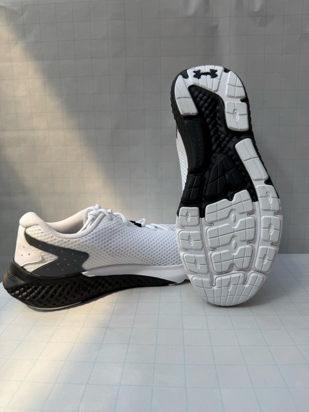 Under Armour Charged Rogue - Comfort Deluxe - White & BLK Mesh Training Sneakers - Picture 4 of 9
